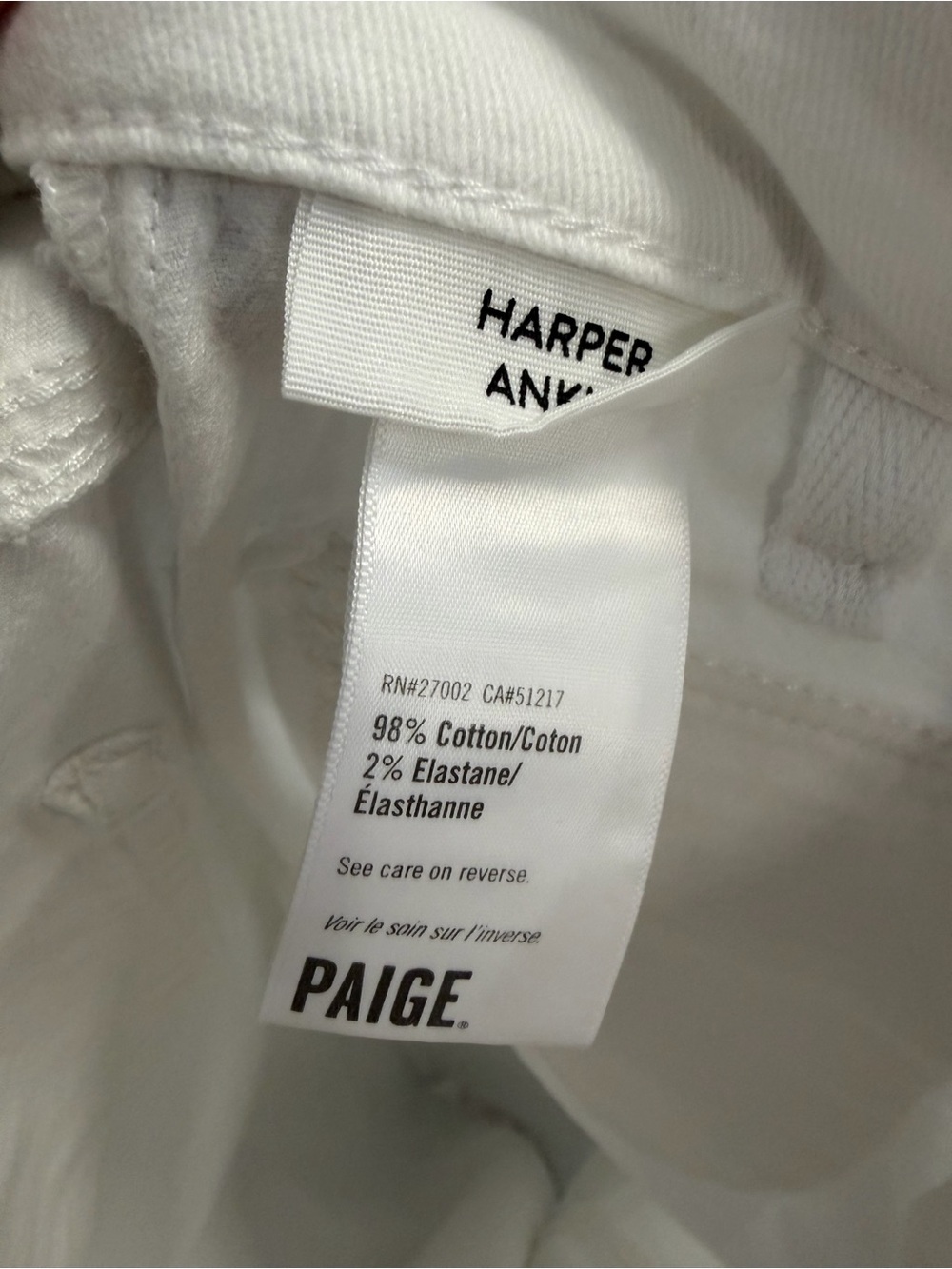 PAIGE Harper Ankle Pants With Patch Pockets White Size 28 - Picture 7 of 9